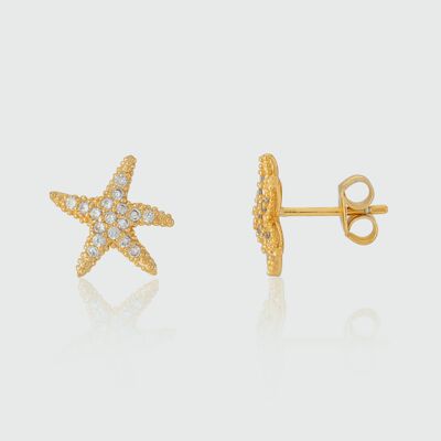 Maddalena Yellow Gold Vermeil Starfish & Cubic Zirconia Earrings