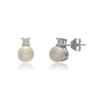 Harcourt White Pearl & Cubic Zirconia Sterling Silver Round Drop Earrings