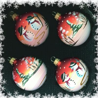 Jeu de boule bonhomme de neige rouge 6cm