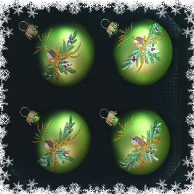 Set de boules branche de sapin vert 6cm