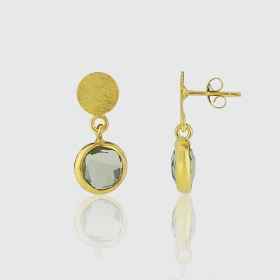 Salina Gold Vermeil Disc & Green Amethyst Earrings