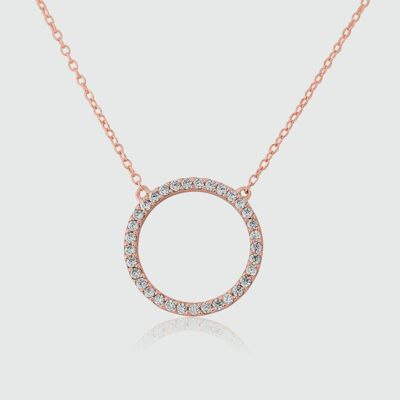 Chora Circle 18ct Rose Gold Vermeil & Cubic Zirconia Necklace