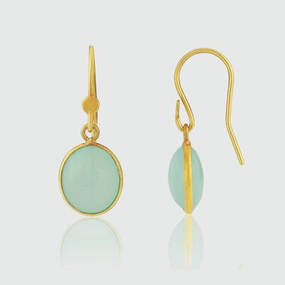 Pollara Gold Vermeil & Cabouchon Aqua Chalcedony Earrings