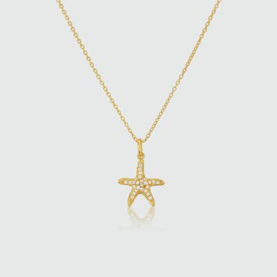 Maddalena Yellow Gold Vermeil Starfish & Cubic Zirconia Necklace