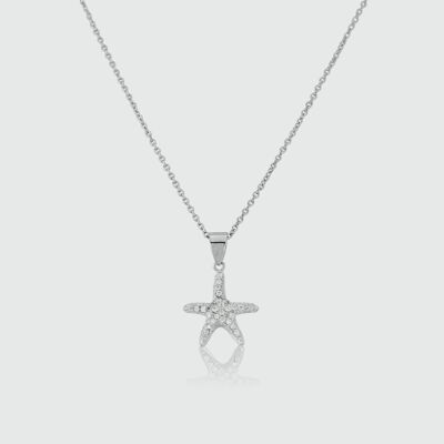 Maddalena Sterling Silver Starfish & Cubic Zirconia Necklace