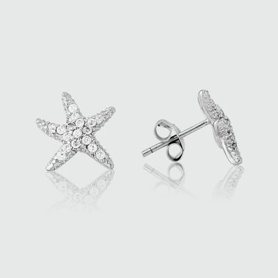 Maddalena Sterling Silver Starfish & Cubic Zirconia Earrings