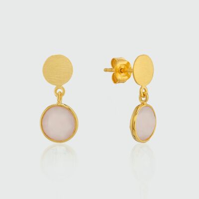 Salina Gold Vermeil Disc & Pink Chalcedony Earrings