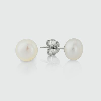 Seville White Freshwater Pearl Stud Earrings