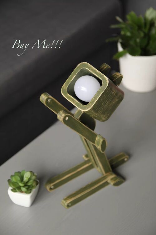 Wooden table lamp "Olive Green"