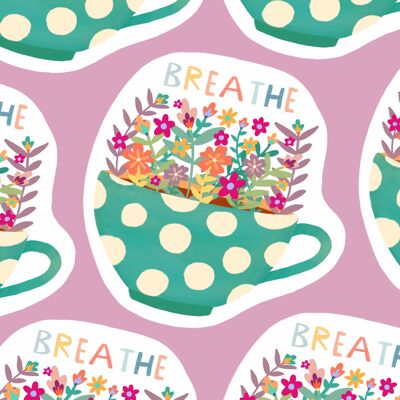 Breathe Teacup Waterproof Sticker
