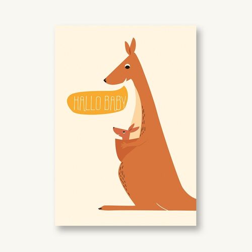 Postkarte Hallo Baby Känguru