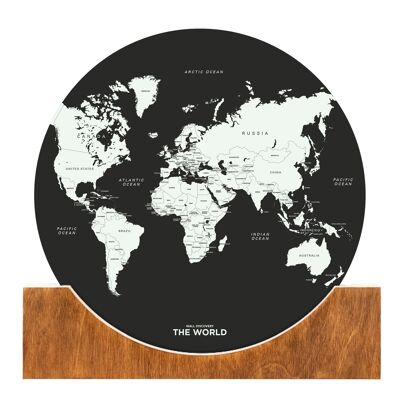 Stehende Weltkarte - Schwarz