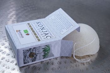 Eponge de Konjac biologique, naturelle, en boîte 2