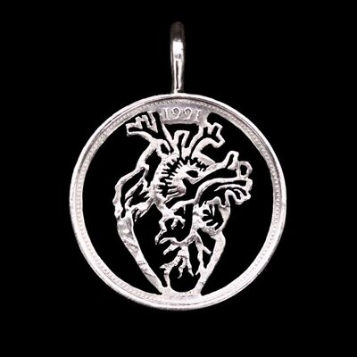 Human Heart - Solid silver Half Crown (pre 1919)