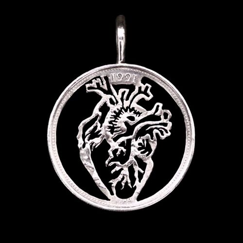 Human Heart - solid silver dollar