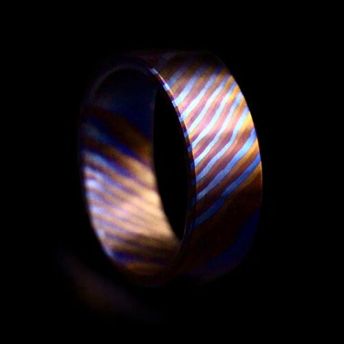 Titanium Damascus / Pattern Welded Ring Z1