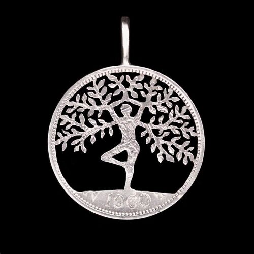 Yoga Woman Tree of Life - STERLING SILVER HALF CROWN (1900-1919)