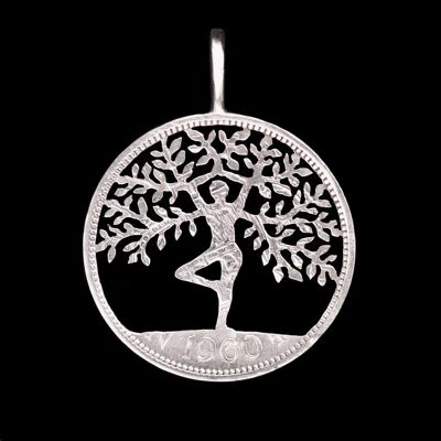 Yoga-Frauen-Baum des Lebens - STERLING-SILBER-KRONE