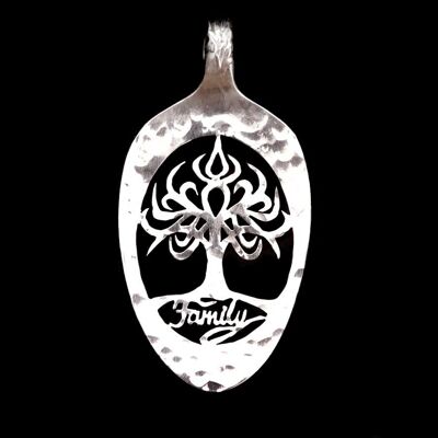 Árbol de la vida celta - Raíces familiares - Cuchara de mesa de plata maciza