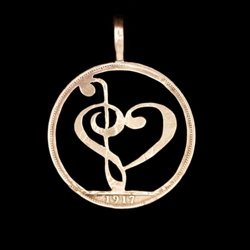 Treble Clef - Bass Clef Love Heart - Old Ten Pence (1968-92)