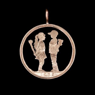 Banksy-inspired Boy Meets Girl - Solid Silver One Shilling (pre 1919)