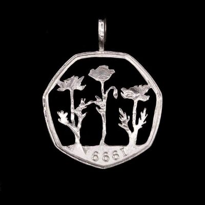 Poppy Field - Solid Silver Two Shilling (pre 1919)