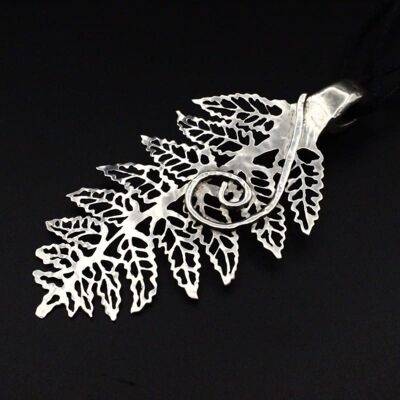 Fern Leaf - Solid Silver Serving Spoon (larger) 0