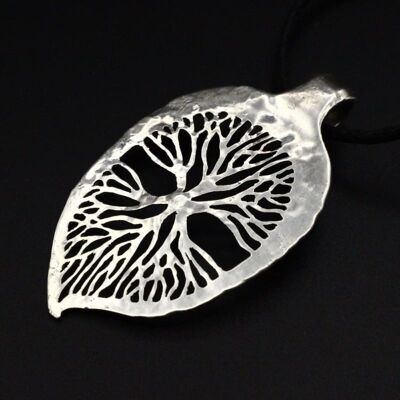Symmetrical Leaf of Life - Solid Silver Serving Spoon (larger)