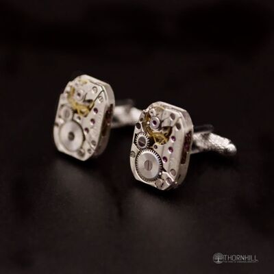 Watch mechanism Cufflinks (18mm and silver in colour)