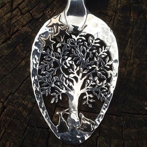 Starry Night Oak Tree of Life - Solid Silver Soup Spoon