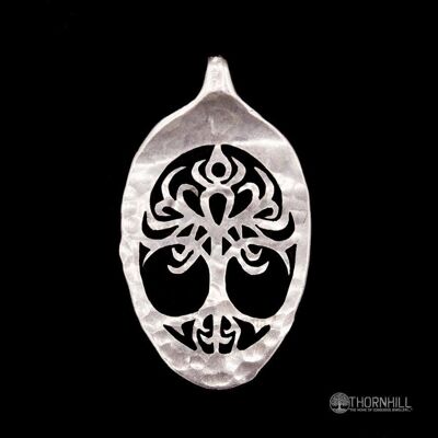 Colgante de cuchara Celtic Tree of Life - Cuchara de té de plata maciza