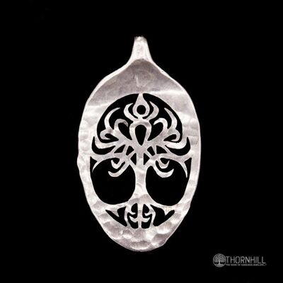 Ciondolo cucchiaio Celtic Tree of Life - Cucchiaio da zuppa in argento massiccio