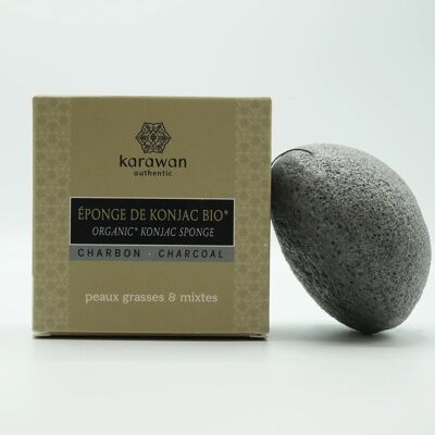 Spugna Konjac biologica, con carbone di bambù, in scatola