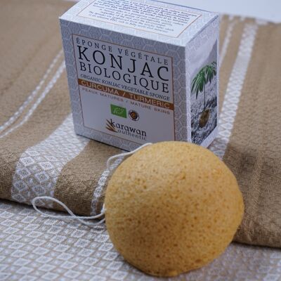 Organic Konjac sponge enriched with Turmeric, in box
