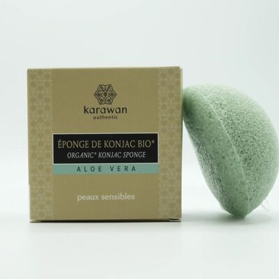 Organic konjac sponge enriched with aloe vera, in box