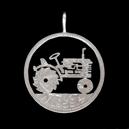 Massey Harris Tractor - Non Silver One Shilling (1947-67)
