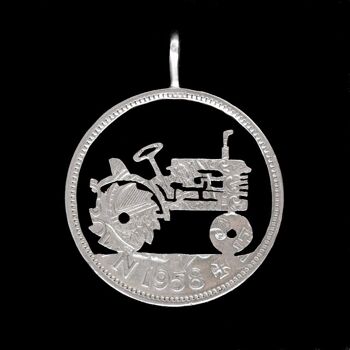 Tracteur Massey Harris - Un Shilling en argent massif (avant 1919)