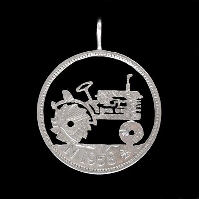 Massey Harris Traktor - Halbkrone aus massivem Silber (vor 1919)
