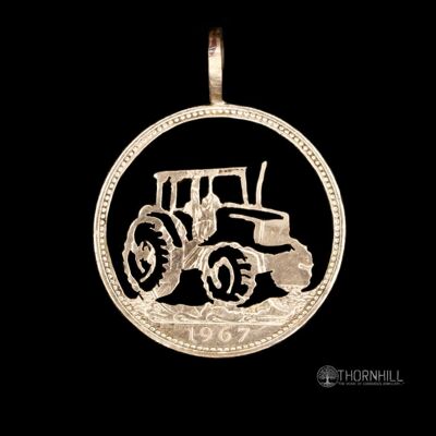 Tractor agrícola moderno - Dos chelines de plata maciza (antes de 1919)