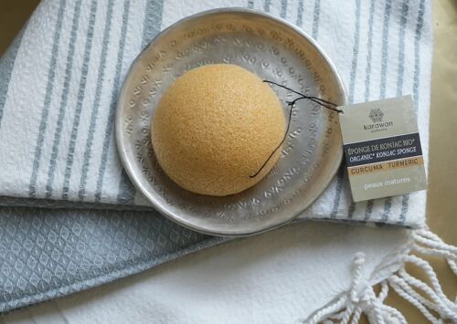 Eponge de Konjac biologique enrichie au Curcuma, en vrac