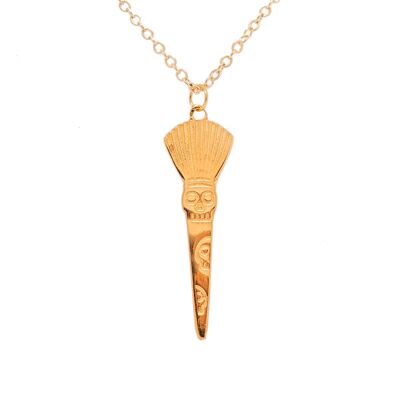 SKULL BRUSH NECKLACE - GOLD