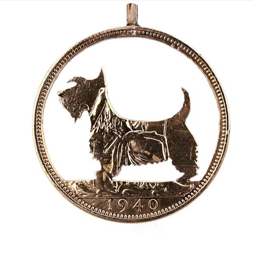 Scottish Terrier - Solid Silver One Shilling (pre 1919)