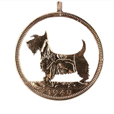 Scottish Terrier - Solid Silver One Shilling (vor 1919)