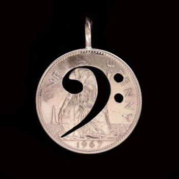 Pendentif pièce de monnaie en clé de fa - Old Fifty Pence (1969-97) 1