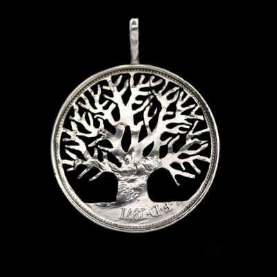 Chunky Tree of Life - Media corona de plata maciza (anterior a 1919)