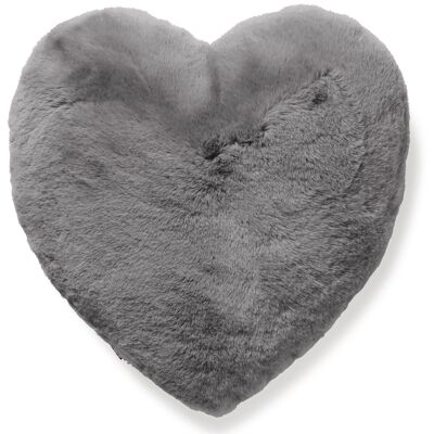 Valentine - Fluffy luxury heart cushion - Grey