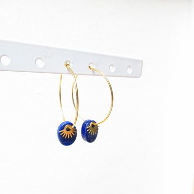 Sun lapis lazuli hoop earrings