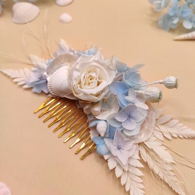 Peigne fleuri Nausicaä Bleu