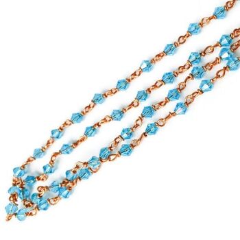 Collier fait main en perles de verre avec fil de cuivre, perles bleu clair 2