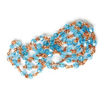 Collier fait main en perles de verre avec fil de cuivre, perles bleu clair 4